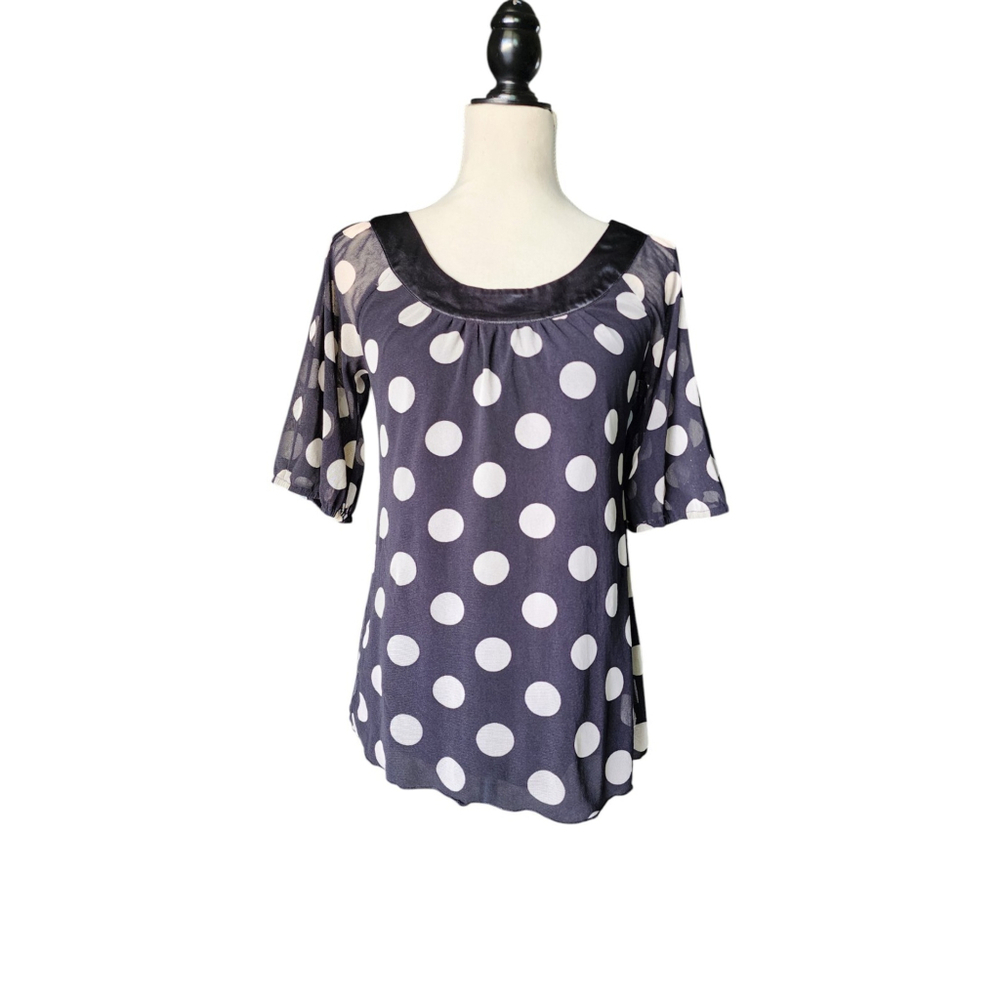 I.N.C. International Concepts Blouse shirt top polka dot Small